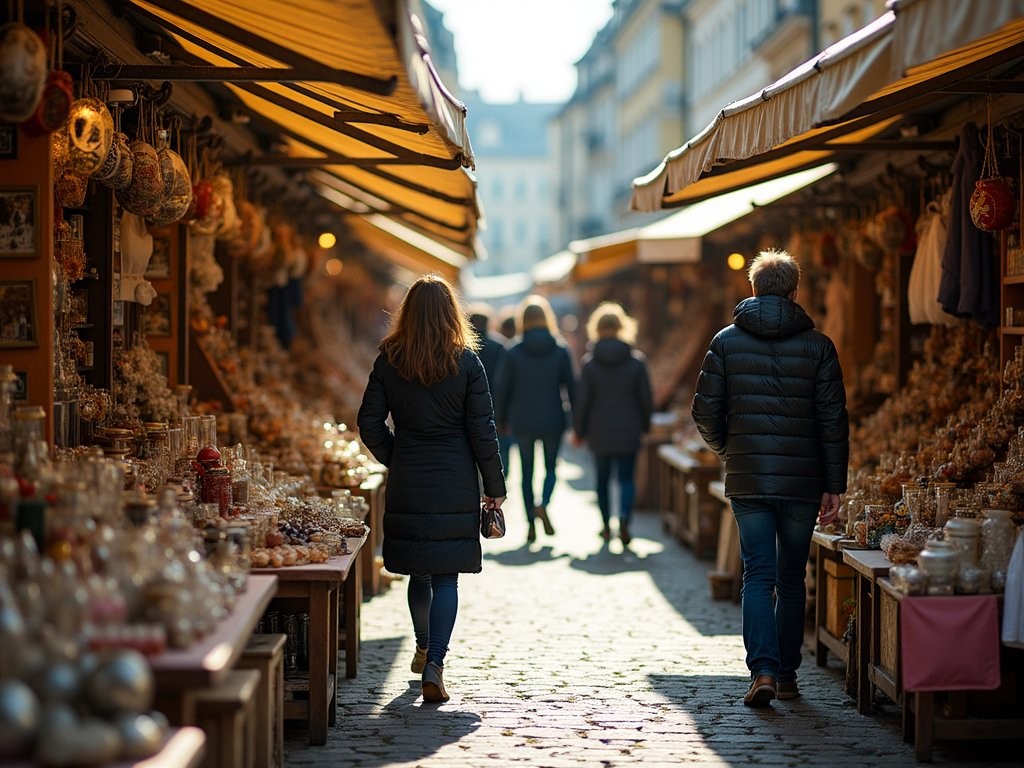 Bustling Saturday morning at Vienna's Naschmarkt with vendors and shoppers