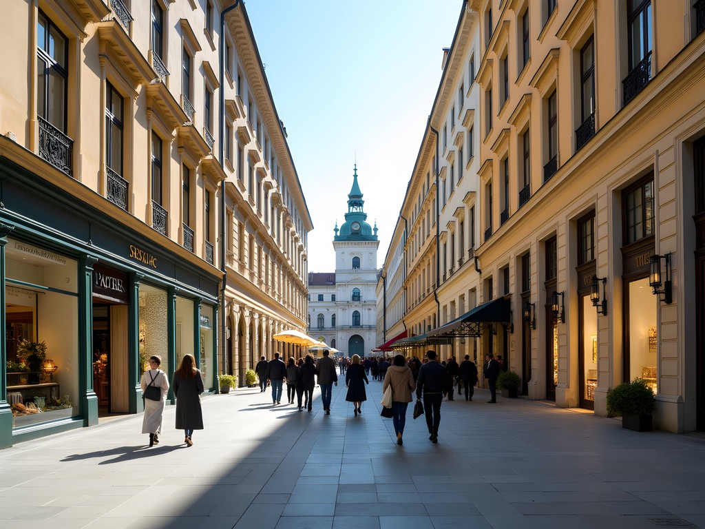 Elegant storefronts along Vienna's Kohlmarkt luxury shopping street
