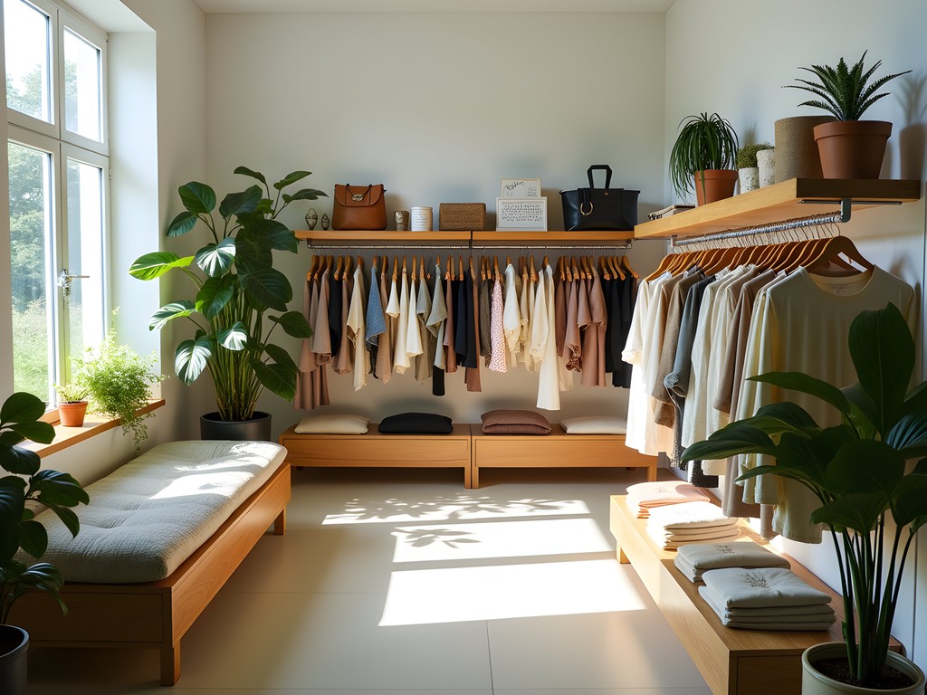 Interior of a sustainable fashion boutique in Vienna with eco-conscious designs