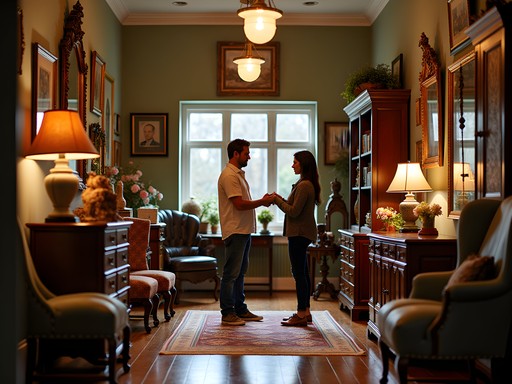 Interior of upscale antique shop in Wilmington Delaware Trolley Square district