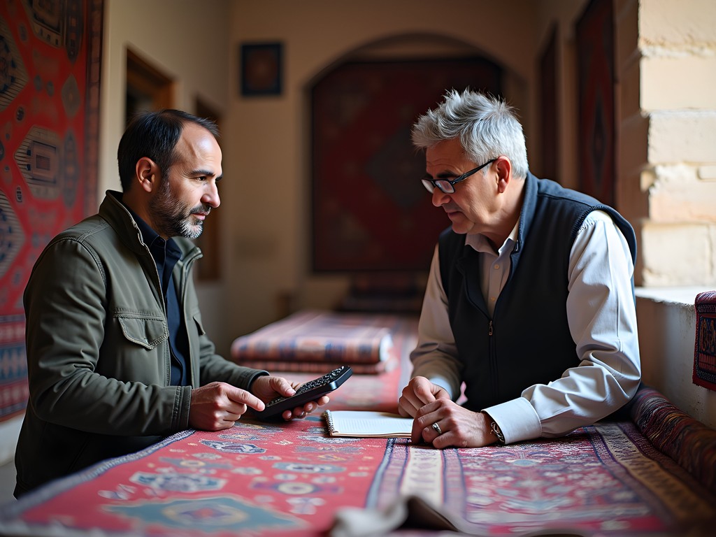 Negotiation process for Persian carpets in traditional Yazd bazaar