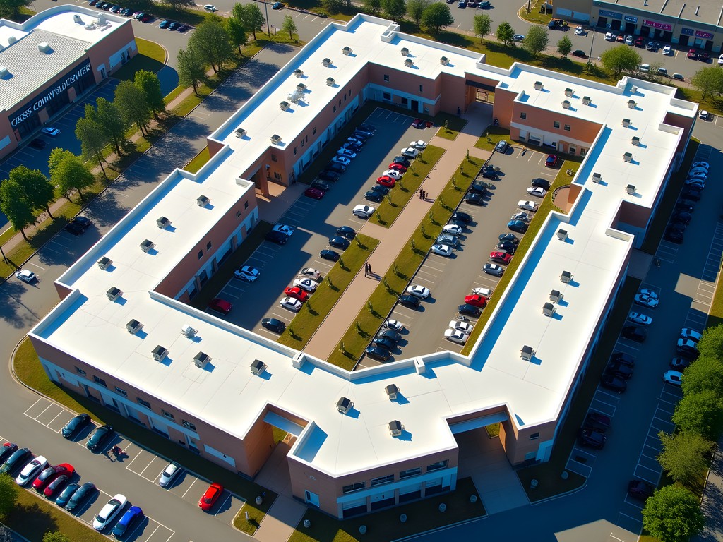 Aerial view of Cross County Center shopping complex in Yonkers