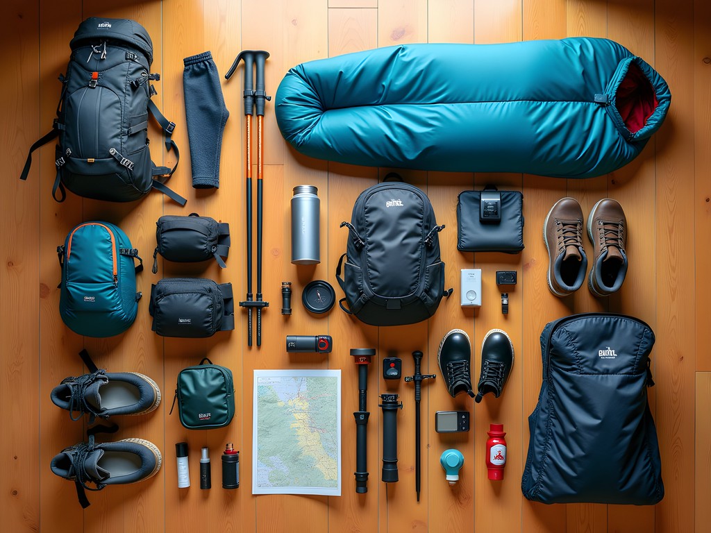 Complete gear layout for solo backpacking in Abisko National Park