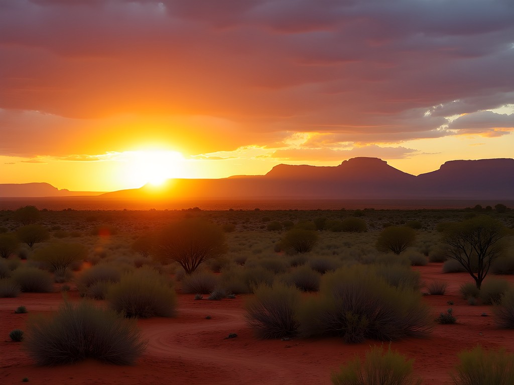Sunset over the MacDonnell Ranges near Alice Springs