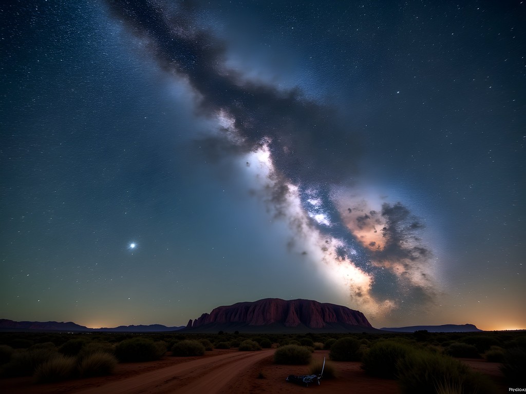 Milky Way galaxy visible over the MacDonnell Ranges near Alice Springs