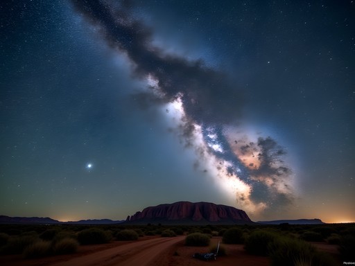 Milky Way galaxy visible over the MacDonnell Ranges near Alice Springs
