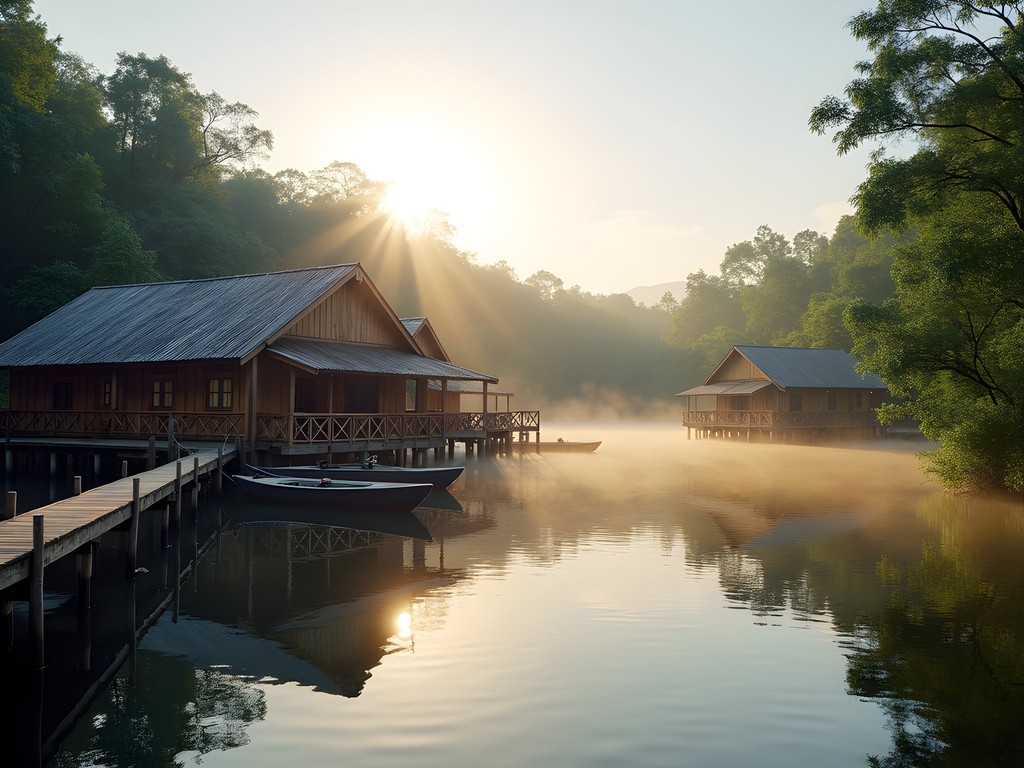 Floating eco-lodge in Mamirauá Reserve near Tefé