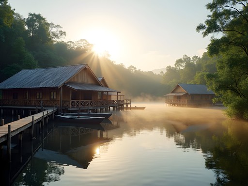 Floating eco-lodge in Mamirauá Reserve near Tefé