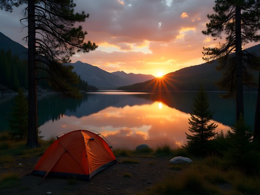 Sunset at Georgetown Lake Campground near Anaconda Montana