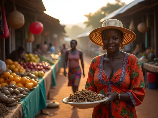 Colorful morning market in Antsiranana with local vendors and produce