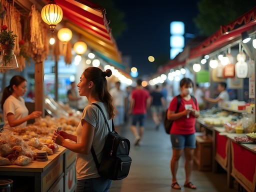 Woman safely exploring Bangkok night market
