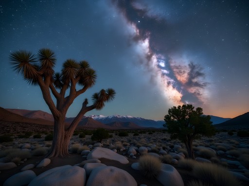 Milky Way over ancient juniper trees in Oregon Badlands Wilderness near Bend