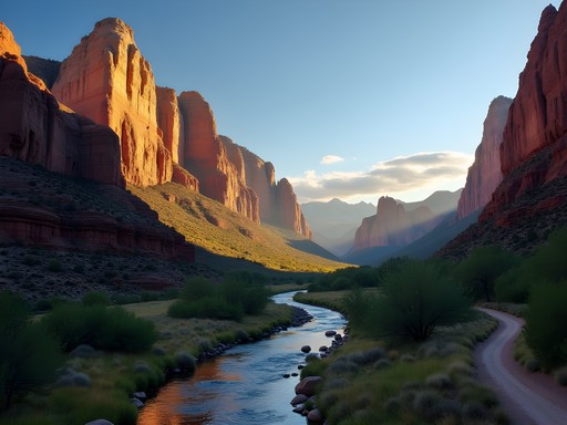 Smith Rock State Park's volcanic tuff formations in golden morning light with Crooked River below