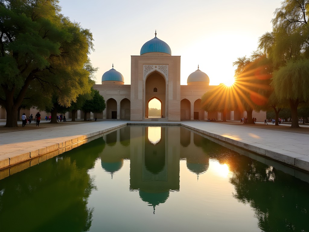 Early morning at Lyabi-Hauz plaza in Bukhara