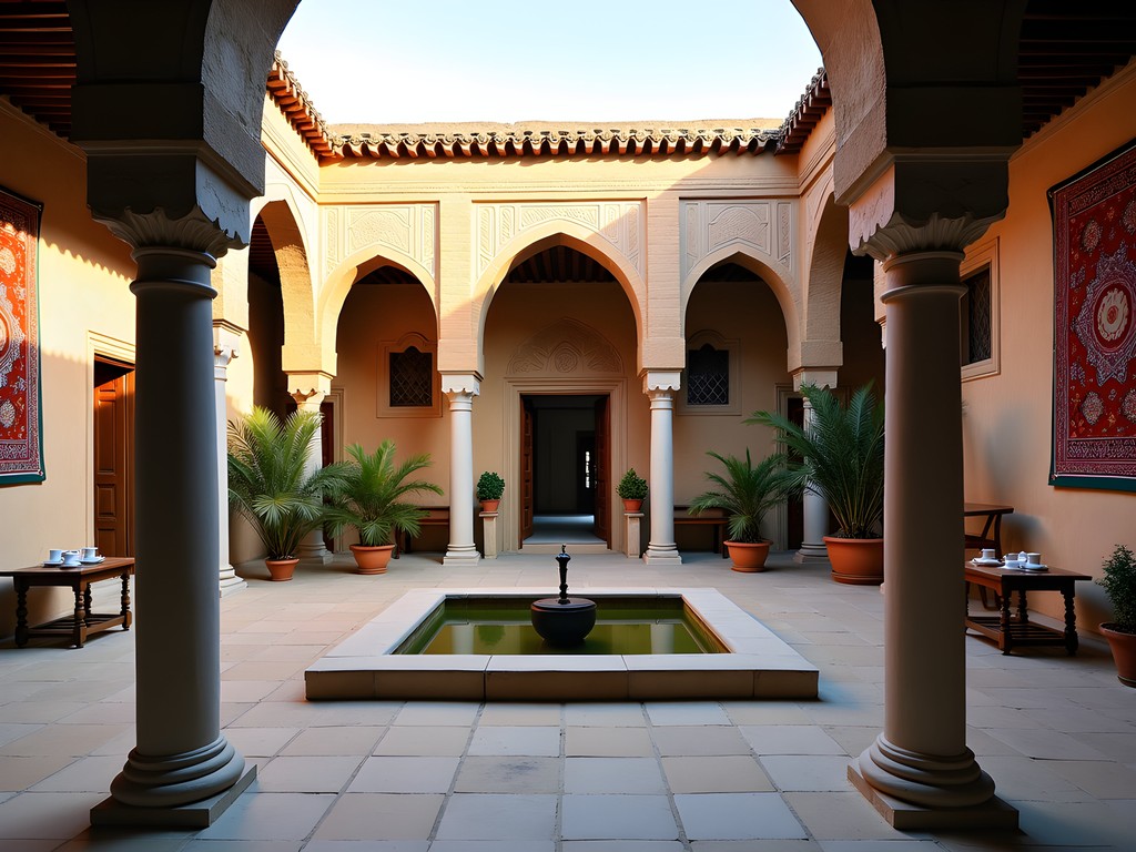 Traditional courtyard in a Bukhara guesthouse
