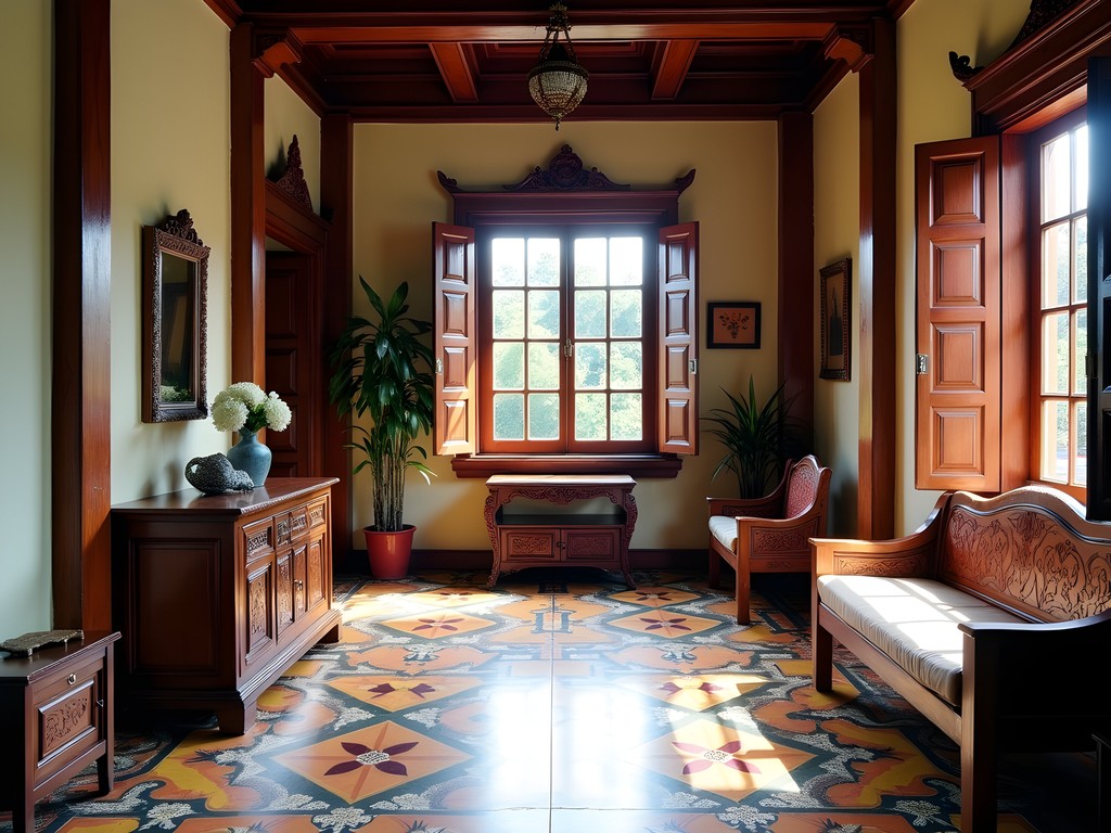 Ornate interior of Binh Thuy Ancient House with French-Vietnamese fusion architecture