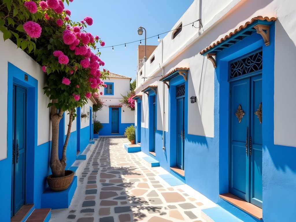 Picturesque blue and white buildings in Sidi Bou Said village near Carthage