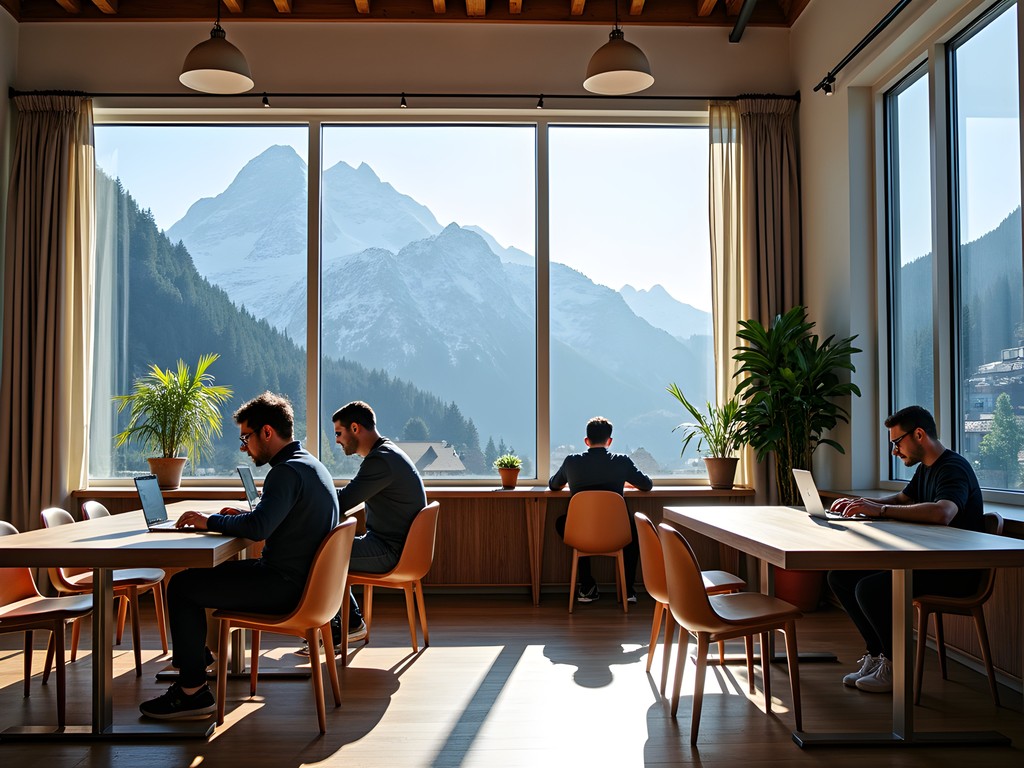 Mountain Coworking space in Chamonix with Mont Blanc views