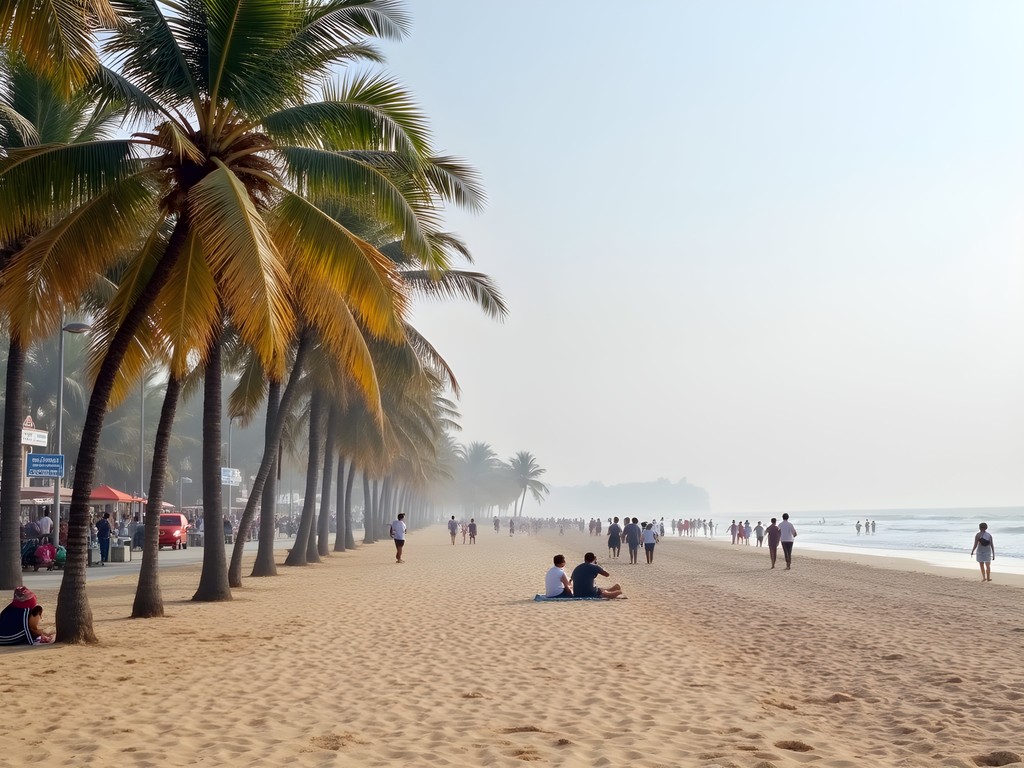 Weather patterns and sea breeze at Marina Beach in Chennai