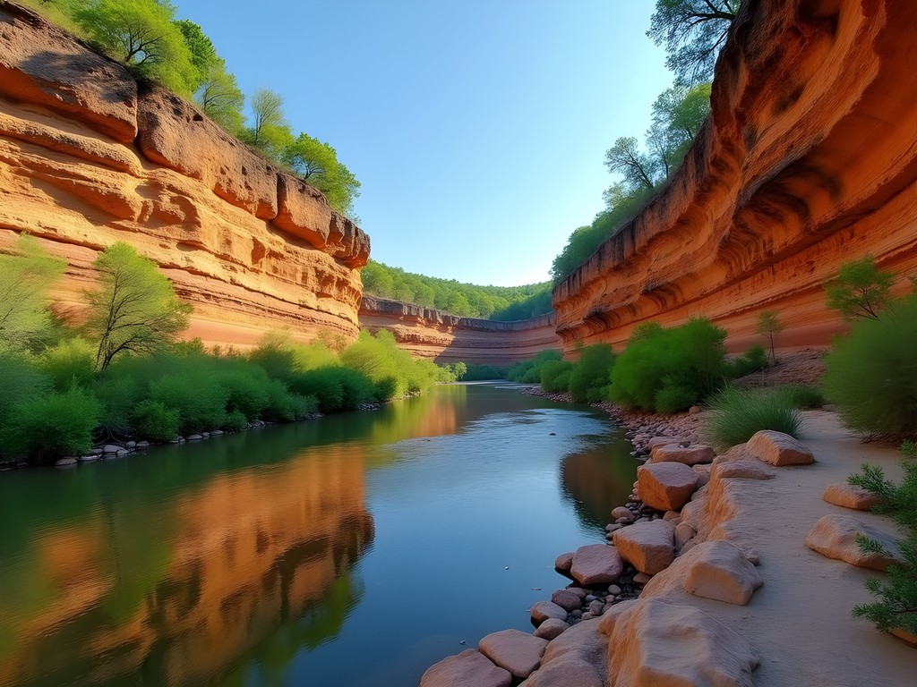 Dramatic sandstone formations at Cadron Settlement Park near Conway, Arkansas