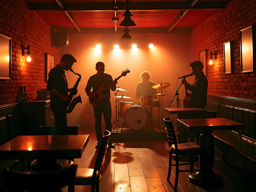 Evening jazz performance at Kings Live Music venue in downtown Conway