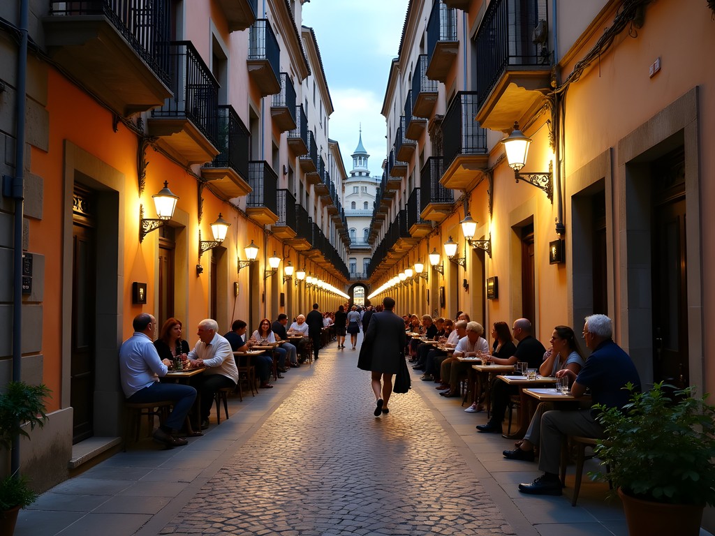 Evening street scene in Santa Marina neighborhood of Cordoba