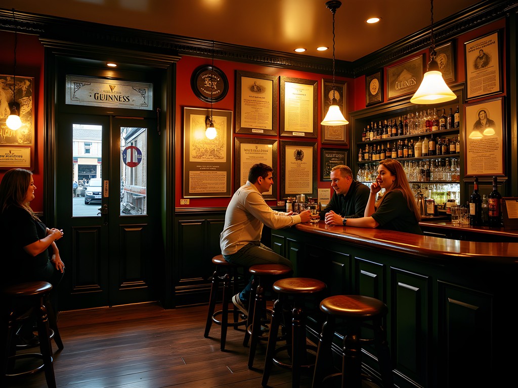 Historic Dublin pub interior with literary memorabilia and cozy atmosphere