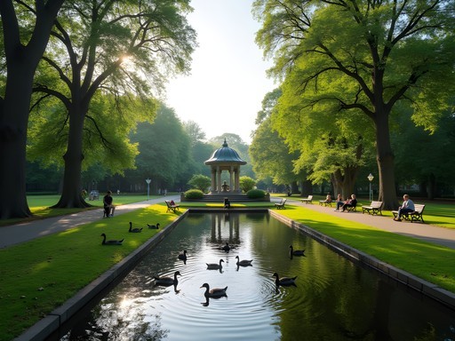 Woman enjoying peaceful afternoon in St. Stephen's Green park in Dublin