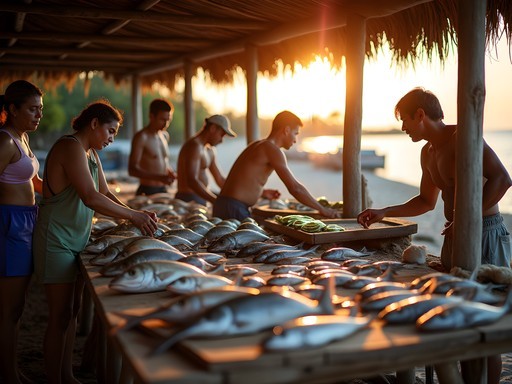 Early morning activity at Ebeye's small fish market