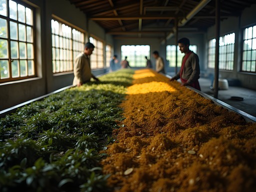 Traditional tea oxidation process at Uva Halpewatte Tea Factory in Ella