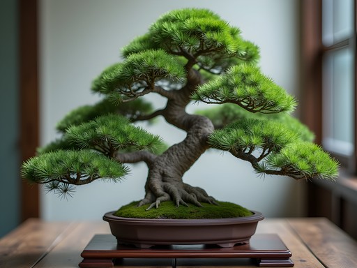 Ancient bonsai specimen with environmental monitoring at Pacific Bonsai Museum