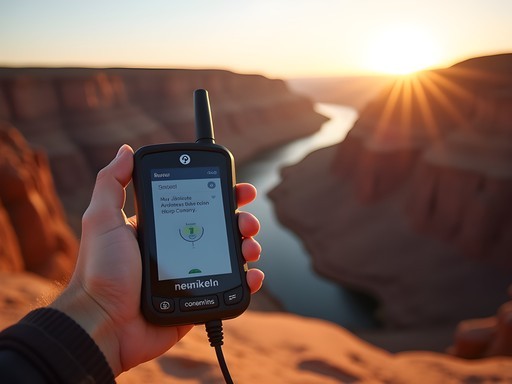 Satellite messenger device being used in Fish River Canyon