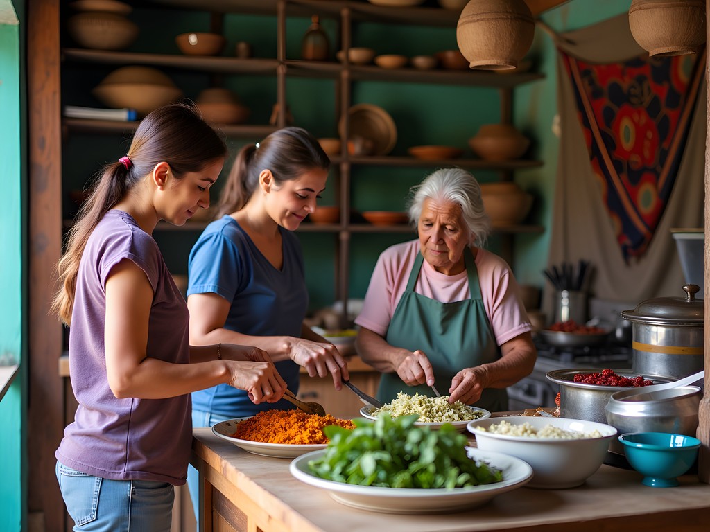 A local Guatemalan cooking class in Flores with female travelers learning traditional recipes