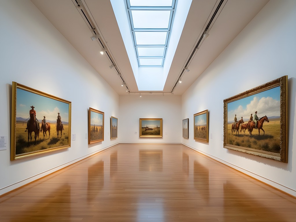 Interior gallery of CM Russell Museum in Great Falls Montana showcasing Western art
