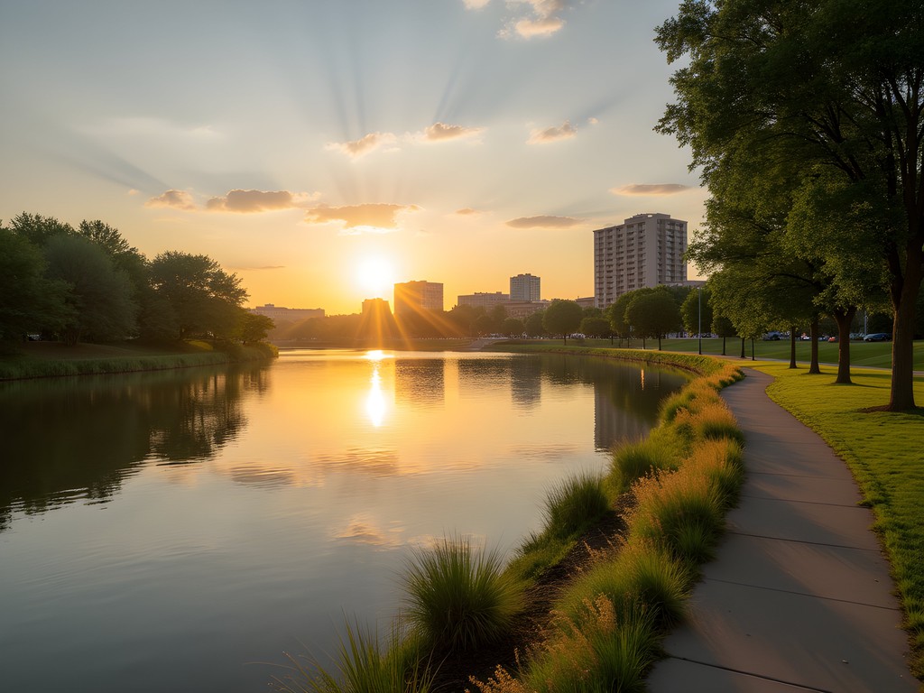 Sunrise view over Fox River in downtown Green Bay