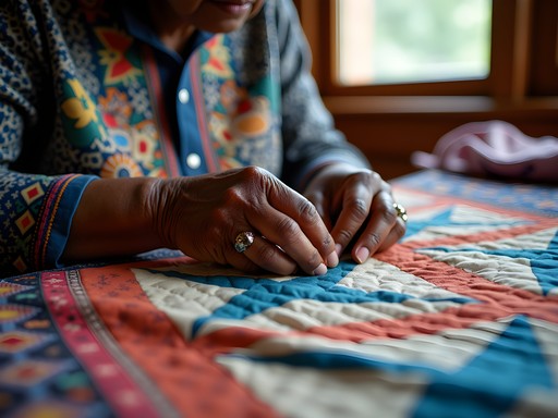 Traditional quilt-making demonstration in Greenville Mississippi