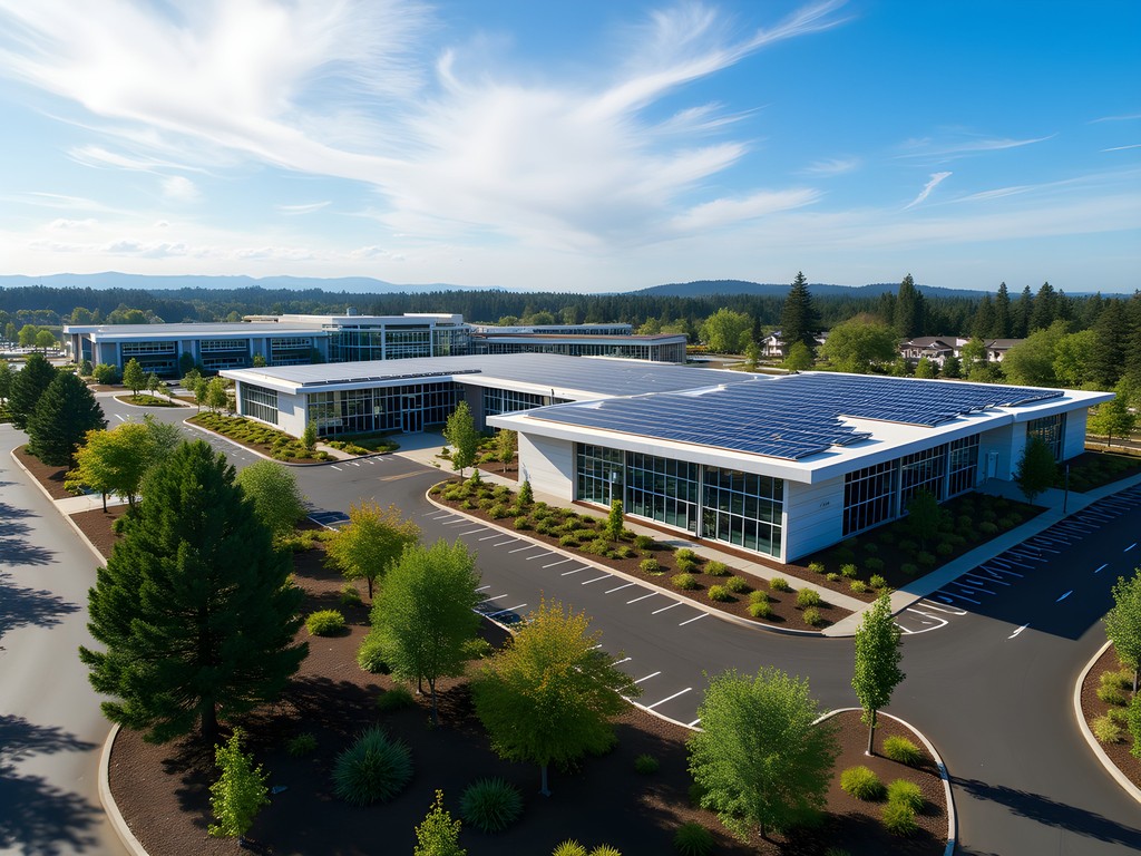 Intel's Ronler Acres campus in Hillsboro with sustainable architecture and solar installations
