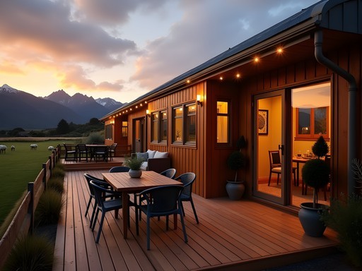 Converted vintage railway carriage accommodation near Invercargill with mountain views