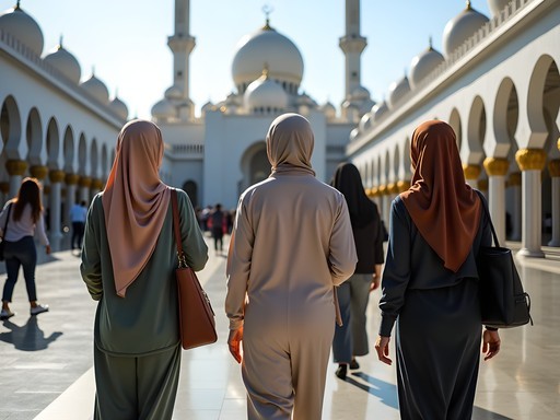 Appropriate modest attire for female travelers at Istiqlal Mosque in Jakarta
