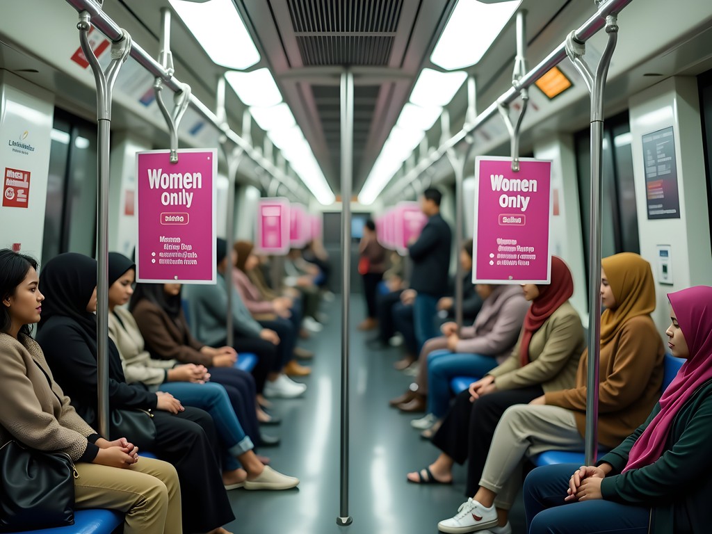 Women-only car on Jakarta's MRT during rush hour