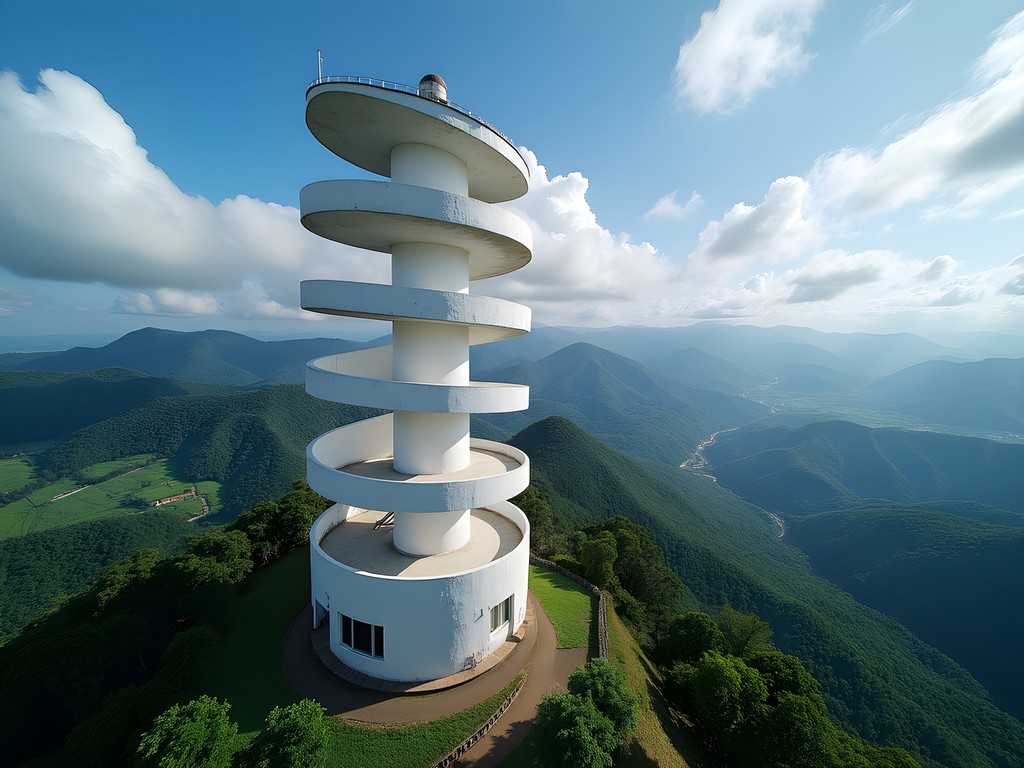 Spiral Ambuluwawa Tower with panoramic view of Sri Lankan hill country