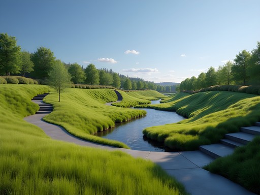 Mill Creek Canyon Earthworks Park in Kent showing sculptural landscape design and wetlands