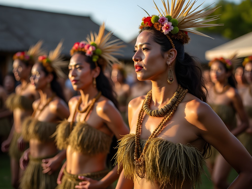 Traditional Palauan cultural ceremony with dancers in traditional dress