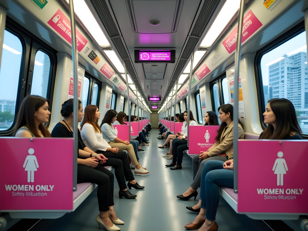Women-only coach on KL train with pink signage