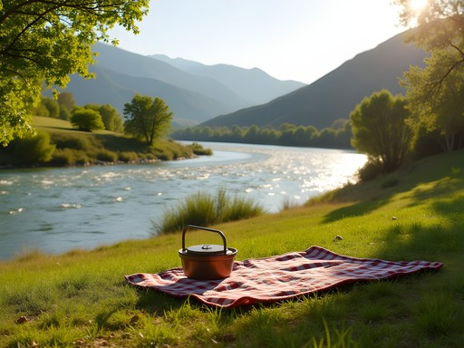 Scenic riverside picnic spot where Snake and Clearwater Rivers meet in Lewiston