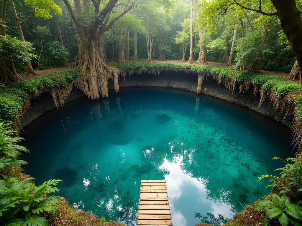 Crystal clear waters of Nanda Blue Hole in Espiritu Santo
