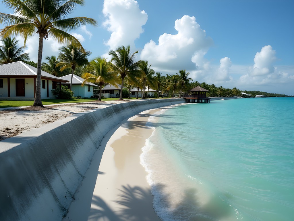 Climate adaptation measures with newly constructed seawall in Majuro