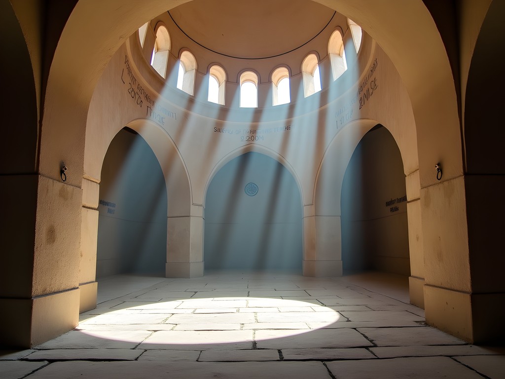Woman exploring the interior of Sultan Sanjar Mausoleum in Merv