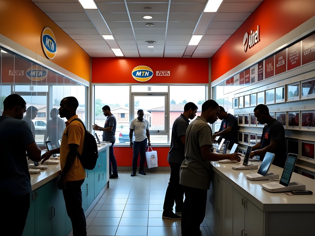 Modern mobile phone shop in Mbarara showing technological development