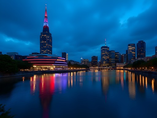 Arts Centre Melbourne's iconic spire illuminated against the night sky